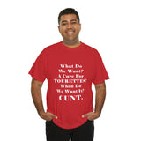Copy of What Do We Want A Cure for Tourettes Cunt High Quality Tee