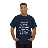 Copy of What Do We Want A Cure for Tourettes Cunt High Quality Tee