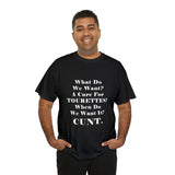 Copy of What Do We Want A Cure for Tourettes Cunt High Quality Tee