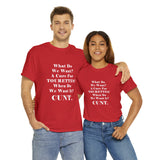 Copy of What Do We Want A Cure for Tourettes Cunt High Quality Tee
