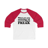 What are You Looking at You Two Legged Freak Shirt - Funny Tee Long Sleeve Leg Amputee Humor High Quality Unisex 3/4 Sleeve Baseball Tee - Luxurious Inspirations
