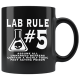 Lab Rule #5 Assume All Unmarked Beakers Contain A Highly Toxic Fast Acting Poison Coffee Cup Mug - Luxurious Inspirations