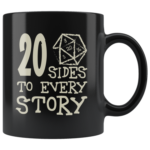 20 Sides To Every Story Mug - Funny Twenty Sided Dice D20 D1 Critical Hit DND RPG Coffee Cup - Luxurious Inspirations