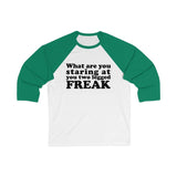 What are You Looking at You Two Legged Freak Shirt - Funny Tee Long Sleeve Leg Amputee Humor High Quality Unisex 3/4 Sleeve Baseball Tee - Luxurious Inspirations