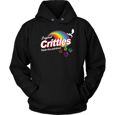 Crittles Taste The Painbow Hoodie - Funny DND Parody Fan Design - Binge Prints