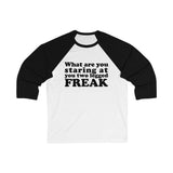 What are You Looking at You Two Legged Freak Shirt - Funny Tee Long Sleeve Leg Amputee Humor High Quality Unisex 3/4 Sleeve Baseball Tee - Luxurious Inspirations