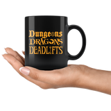 DND dungeons and deadlifts rpg d20 d2 critical hit miss dice coffee cup mug - Luxurious Inspirations