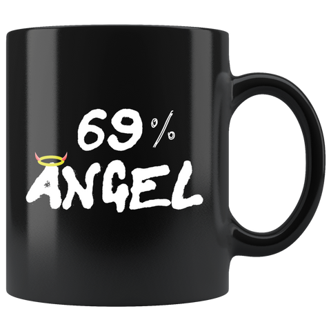 69 Percent Angel Funny Sexual Mug - Black 11 sex halo devil oz Coffee Cup - Luxurious Inspirations