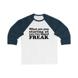 What are You Looking at You Two Legged Freak Shirt - Funny Tee Long Sleeve Leg Amputee Humor High Quality Unisex 3/4 Sleeve Baseball Tee - Luxurious Inspirations