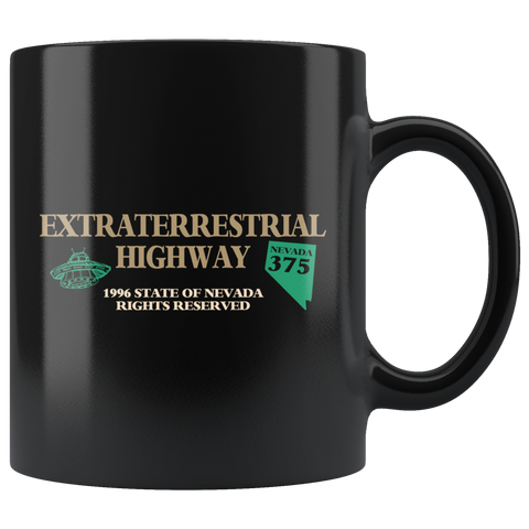Extraterrestrial Highway 1996 State of Nevada rights reserved Hwy 375 UFO they can't stop all of us September 20 2019 United States army aliens space green men coffee cup mug - Luxurious Inspirations