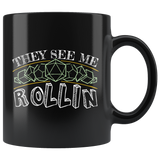 They see me rollin rpg DND d20 d2 critical hit miss dice coffee cup mug - Luxurious Inspirations