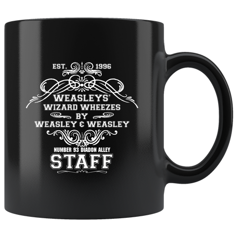 Est 1996 Weasley's wizard wheezes by Weasley & Weasley  number 93 Diadon alley staff shops coffee cup mug - Luxurious Inspirations