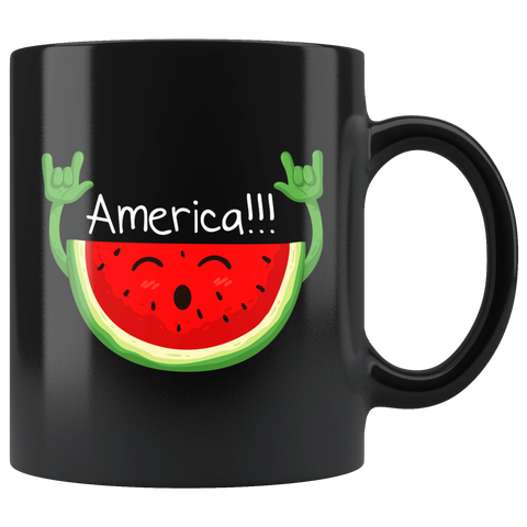 America Rock N Roll Watermelon Mug - Funny Summer Music Rocking And Rocking Coffee Cup - Luxurious Inspirations