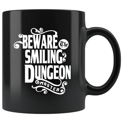 Beware The Smiling Dungeon Master Mug - Funny DND D&D DM Dice D20 Coffee Cup - Luxurious Inspirations