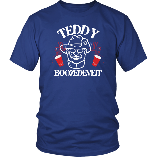 Teddy Boozedevelt Theodore Roosevelt Drinking T-Shirt - Funny July 4th Independence Day Pride Tee Shirt - Luxurious Inspirations