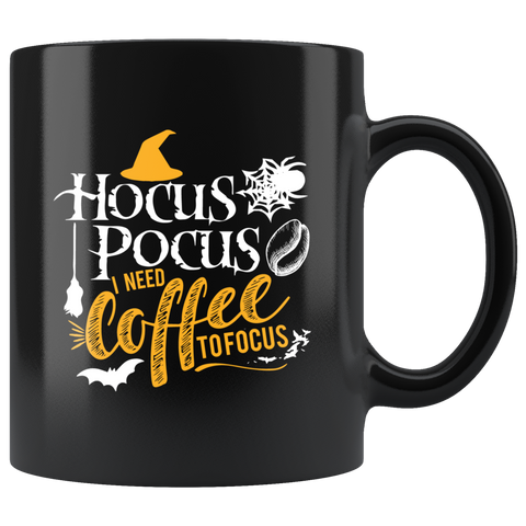 Hocus Pocus I need coffee to focus halloween caffeine coffee cup mug - Luxurious Inspirations