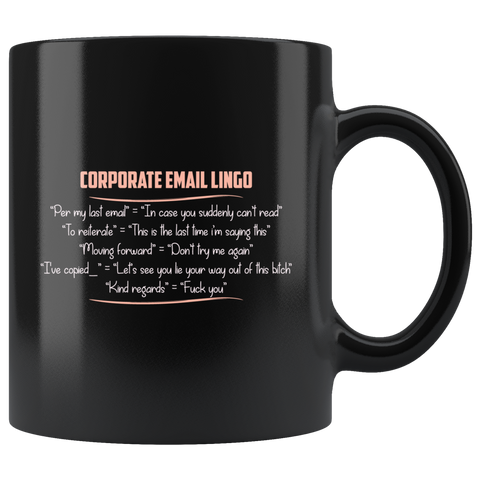 Corporate Email Lingo coffee cup mug - Luxurious Inspirations