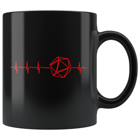 DND Dice Heartbeat Mug - Funny D&D D20 DM RPG Coffee Cup - Luxurious Inspirations