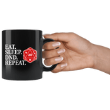 Eat Sleep DND Repeat Dice Mug - Funny D&D RPG D20 DM Coffee Cup - Luxurious Inspirations