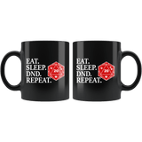 Eat Sleep DND Repeat Dice Mug - Funny D&D RPG D20 DM Coffee Cup - Luxurious Inspirations