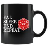 Eat Sleep DND Repeat Dice Mug - Funny D&D RPG D20 DM Coffee Cup - Luxurious Inspirations