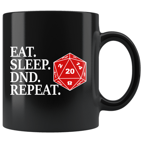 Eat Sleep DND Repeat Dice Mug - Funny D&D RPG D20 DM Coffee Cup - Luxurious Inspirations
