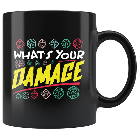 What's your damage rpg DND d20 d2 critical hit miss dice coffee cup mug - Luxurious Inspirations