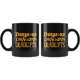 DND dungeons and deadlifts rpg d20 d2 critical hit miss dice coffee cup mug - Luxurious Inspirations