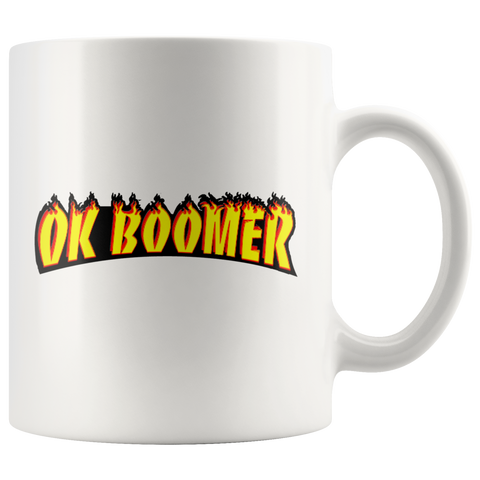 Ok Boomer Flame Parody Mug - Funny Millennial Meme Trend Trending Humor Funny Gen X Coffee Cup - Luxurious Inspirations