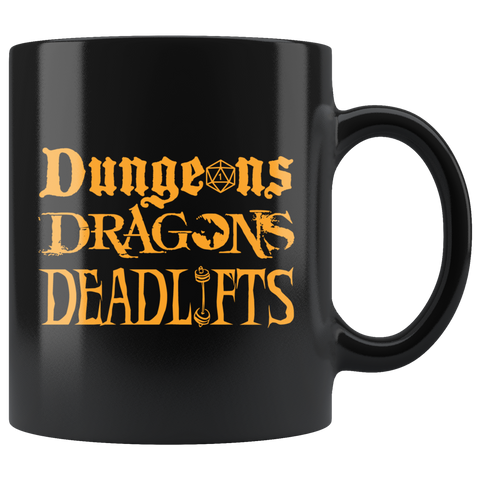 DND dungeons and deadlifts rpg d20 d2 critical hit miss dice coffee cup mug - Luxurious Inspirations