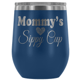 Mommy's Sippy Cup 12 oz White Stainless Steel Stemless Wine Tumbler - Funny Mother Mama Mom Christmas Birthday New Joke Lid Mug - Luxurious Inspirations