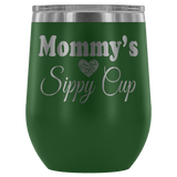Mommy's Sippy Cup 12 oz White Stainless Steel Stemless Wine Tumbler - Funny Mother Mama Mom Christmas Birthday New Joke Lid Mug - Luxurious Inspirations