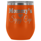 Mommy's Sippy Cup 12 oz White Stainless Steel Stemless Wine Tumbler - Funny Mother Mama Mom Christmas Birthday New Joke Lid Mug - Luxurious Inspirations