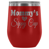 Mommy's Sippy Cup 12 oz White Stainless Steel Stemless Wine Tumbler - Funny Mother Mama Mom Christmas Birthday New Joke Lid Mug - Luxurious Inspirations