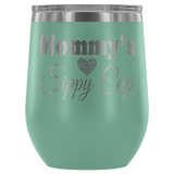 Mommy's Sippy Cup 12 oz White Stainless Steel Stemless Wine Tumbler - Funny Mother Mama Mom Christmas Birthday New Joke Lid Mug - Luxurious Inspirations
