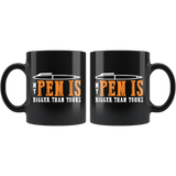 My pen is bigger than yours length jokes penis men boys locker room shower coffee cup mug - Luxurious Inspirations