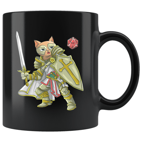 Paladin Cat Black Mug - Funny Class DND D&D Dungeons And Dragons Coffee Cup - Luxurious Inspirations