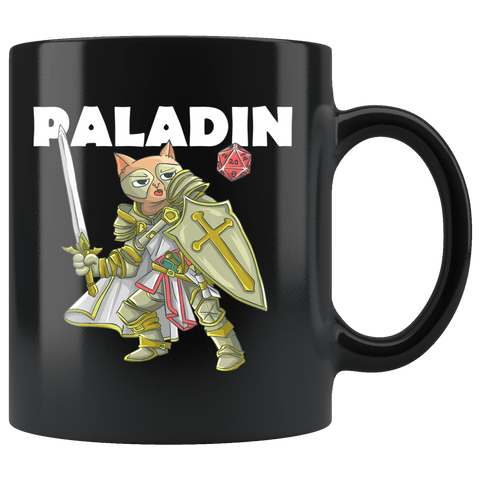 Paladin Cat Black Mug - Funny Class DND D&D Dungeons And Dragons Coffee Cup - Luxurious Inspirations