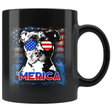 Pit bull Art Painting Lover Mug - 4th Of July American Flag Pitbull Love Owner Pet Dog Coffee Cup - Luxurious Inspirations
