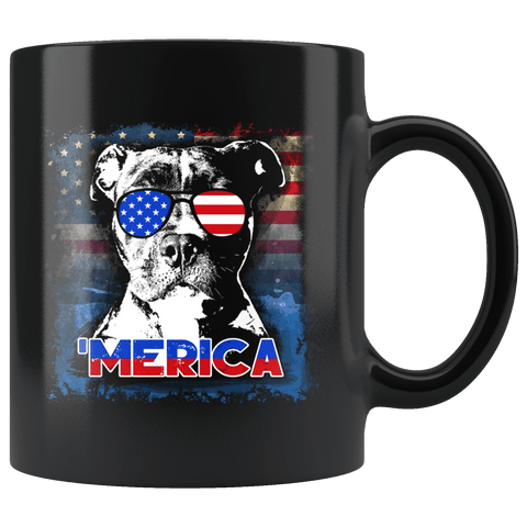 Pit bull Art Painting Lover Mug - 4th Of July American Flag Pitbull Love Owner Pet Dog Coffee Cup - Luxurious Inspirations