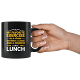 My favorite exercise is a cross between a lunge and a crunch I call it lunch sandwich eating food gym dieting weightlifting bodybuilding coffee cup mug - Luxurious Inspirations