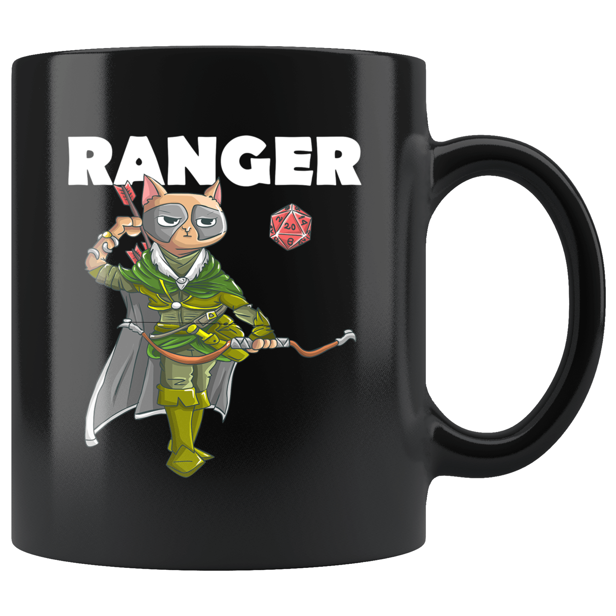 Ranger Archer Cat Black Mug - Funny Class DND D&D Dungeons And Dragons Coffee  Cup  Binge Prints