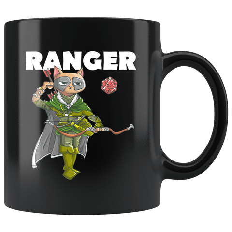 Ranger Archer Cat Black Mug - Funny Class DND D&D Dungeons And Dragons Coffee Cup - Luxurious Inspirations