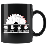 Rock Paper Scissors Table Saw Mug - Funny Carpenter Woodworking Danger Coffee Cup - Luxurious Inspirations