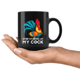 Stop Staring At My Cock Mug - Funny Offensive Vulgar Rude Crude Rooster Coffee Cup - Luxurious Inspirations