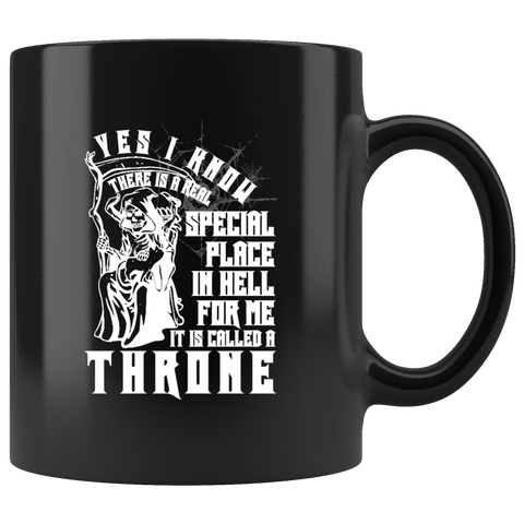 There's A Special Place For Me In Hell It's Called The Throne Mug - Funny Gothic Goth Satan Satanist Coffee Cup - Luxurious Inspirations