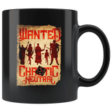 Wanted DND Chaotic Neutral Black Mug - Funny D&D Poster Game Coffee Cup - Luxurious Inspirations