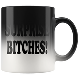 Surprise Bitches Color Changing Mug - Funny Vulgar Joke Gag Gift Christmas Magic Coffee Cup - Luxurious Inspirations