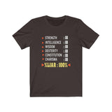 Fresh Character Stats Sheet D20 Dice DND High Quality Shirt - MADE IN THE USA - Luxurious Inspirations
