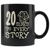 20 Sides To Every Story Mug - Funny Twenty Sided Dice D20 D1 Critical Hit DND RPG Coffee Cup - Luxurious Inspirations